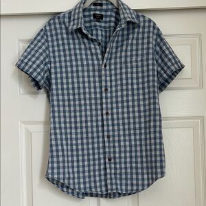 Men's J. Crew Gingham Check Short Sleeve Button Down Shirt, Medium